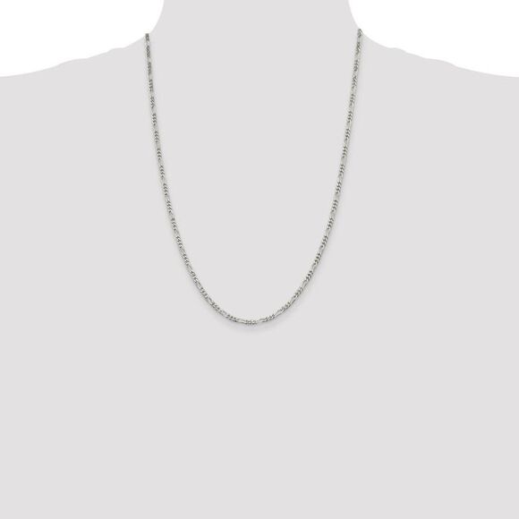 2.8mm Sterling Silver, Solid Figaro Chain Necklace, 24 Inch - Picture 2 of 8